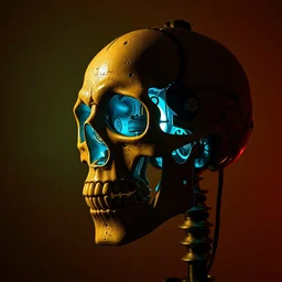 photograph of a skull machine built by basquiat perfect composition masterpiece dramatic lighting