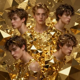 fluid polygonal masses of golden oil paints building chaotic structure of hyper beautiful young man in other dimension, wayne barlow, bao pham, donato giancola, larry elmore, masterpiece, trending on artstation, featured on pixiv, cinematic composition, dramatic lighting, sharp focus, hyper - detailed, hdr, 1 6 k