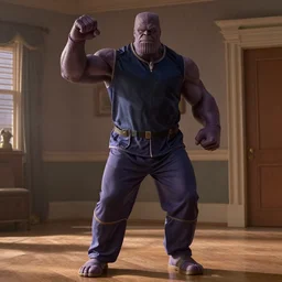 film still of a thanos dancing in pajamas, 8 k