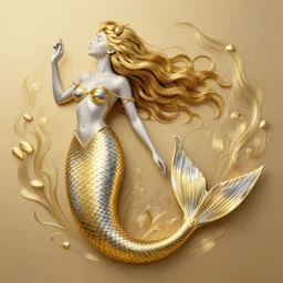 gold and silver tones, mermaid, style of moebius, james jean, rutkowski, cinematic, high detail, award winning, 8 k photorealistic