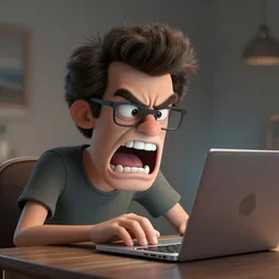 angry bob ross screaming at laptop cartoon strip