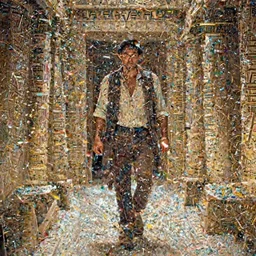film still of Joseph Gordon Levitt as Indiana Jones, walking through an Egyptian tomb in temple of doom film, 4k