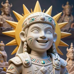 plastic ceramic pfp portrait happy bounty hunter cyberpunk atlantean sundog warrior in tribal regalia, an idea seep's into infinity highly detailed in volumetric latent space, cinematic light, sharp focus, divine realm of gods, octane render, artist warrick mcleod