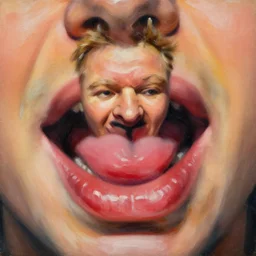 big lip gordon ramsay,'huge lips '!!!!!, painting by phil hale, fransico goya,'action lines '!!!, graphic style, visible brushstrokes, motion blur, blurry, visible paint texture, crisp hd image