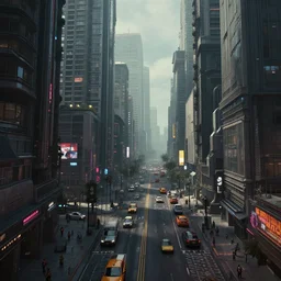 a highly detailed matte painting of cyberpunk city streets, featured on Artstation