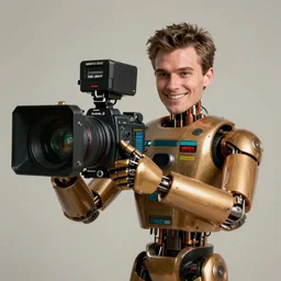 Shia Labeouf as an animatronic, smiling eerily, sublighting, Eastman Color Negative II 100T 5247, ARRIFLEX 35 BL Camera