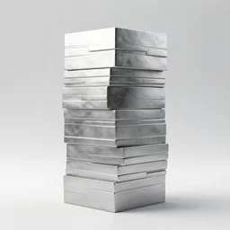 sculpture made of stacked less block, contemporary art, minimal, silver steel, trending on behance, keyshot 1 1