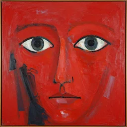 abstract expressionism masterpiece of eyes red color palette by jackson pollock