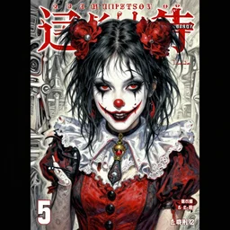 beautiful! coherent coherent coherent coherent!!! detailed! expert! professional manga seinen cover art portrait art of a goth clowngirl, painted by ilya kuvshinov!!!!! and zdzislaw beksinski # wow