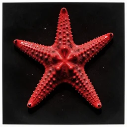 evil cybernetic symmetrical space starfish, red on black cyanotype illustration, detailed and aesthetic