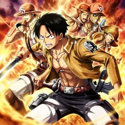 attack on titan fighting one piece pirates