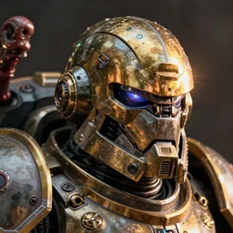 hyper realistic portrait of heroic warhammer android head, cinematic, chaos marine, nurgle artstation, cgsociety, full head and shoulders, greg rutkowski, james gurney, mignola, craig mullins, brom