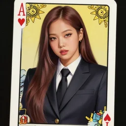 jossi of blackpink, wearing a suit and tie, tarot card, highly detailed, digital painting, smooth, sharp focus, illustration, ultra realistic, 8 k, art by artgerm and and greg rutkowski alphonse mucha