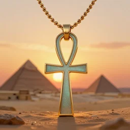 a satanic ankh necklace, sunset in egypt, 3 d octane render, unreal engine