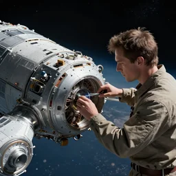 a stimulant addicted space engineer fixing a spaceship in high quality n 9