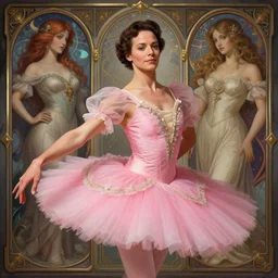 photography of samuel l jackson in a pink ballerina outfit, medium body shot, deep focus, d & d and mtg, fantasy, intricate, elegant, highly detailed, digital painting, artstation, concept art, matte, sharp focus, illustration, hearthstone, art by artgerm and greg rutkowski and alphonse mucha