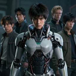 Centered portrait shot of a human cyborg, cyberpunk, sci-fi fantasy, dramatic lighting, cinematic, establishing shot, extremely high detail, cinematic lighting, by Yoshitaka Amano, Ruan Jia, Kentaro Miura, Artgerm, post processed, concept art, artstation, style by eddie mendoza, raphael lacoste, alex ross, 8K, unreal engine, octane render