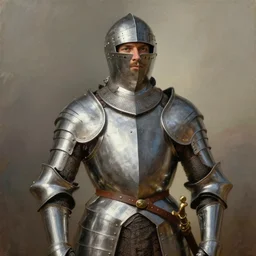 MCU portrait of a proud knight wearing plate armor, by Charles Sillem Lidderdale, 4k, brilliant, painterly, realism