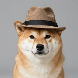 A shiba inu wearing a fedora