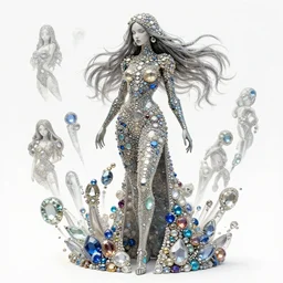 woman made of gemstones, extremely detailed, sharp focus, wide view, full body pose, smooth, digital illustration, by james jean, by rossdraws, frank franzzeta, mcbess, sakimichan, brosmin, danton fadeev, steve simpson