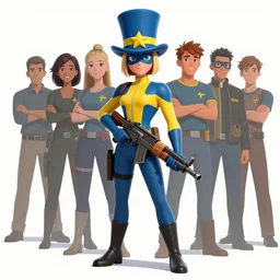 swedish superhero with tophat and minigun, by anato finnstark, by alena aenami, by john harris, by ross tran, by wlop, by andreas rocha