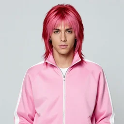 photo of jeffree star in the 2 0 0 0 s with pink red hair in a pink juicy couture tracksuit
