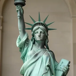 portrait of a young woman whois identical to the Statue of Liberty. Image source Musee de Louvre