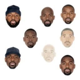 minimalist watercolor biggie smalls faces pattern on white background, illustration, vector art