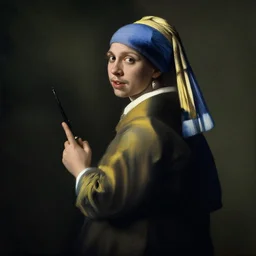 brad pitt painted by jan vermeer, aristocratic pose, high contrast