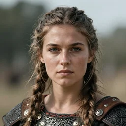 head and shoulders focus portrait of a barbarian female high quality focus by wlop and rosstran