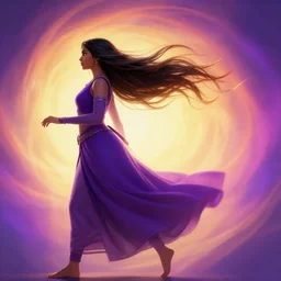 action side profile, maya ali, wind sorceresses, purple robes, glorious gradient backlit background, unreal, gloomhaven, luminescent, colorful swirly magic ripples, gaudy colors, by greg manchess, huang guangjian, gil elvgren, sachin teng, greg rutkowski, jesper ejsing, ilya kuvshinov