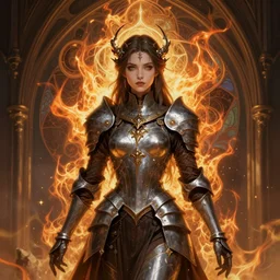 Alchemy Imperial Princess knight gothic girl, sci-fi, highly detailed, digital painting, artstation, concept art, smooth, sharp focus, illustration, art by artgerm and greg rutkowski and alphonse mucha, fractal flame, amazing composition, gothic arch frame