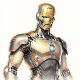 Marvel comic book illustration, portrait of Machine Man, color pencil concept art by Barry Windsor-Smith, sci-fi, Trending on Artstation HQ, deviantart