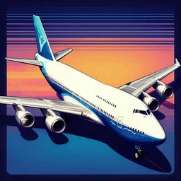 boeing 7 4 7, epic retrowave art, trending on art station