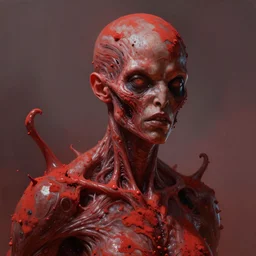 scifi portrait by Greg Rutkowski, a person infected with a kind of reddish silt that is sprouting from all over his body, violent and vicious appearance, scifi, space horror, digital painting, artstation, concept art, smooth, sharp foccus ilustration, Artstation HQ.