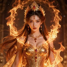 princess, godly, beautiful, fire, sexy, intricate, hyper detailed, octane, 4 k