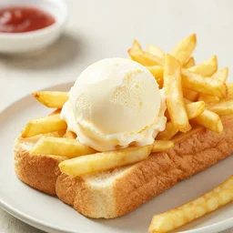 ice cream and french fries on bread