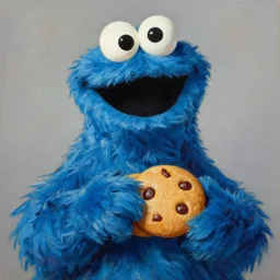 Cookie Monster Oil Painting By Greg kutkowski, Detailed, Realism