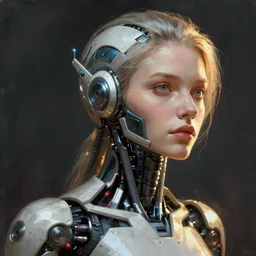 a extremely detailed digital painting of a highly complex humanoid android woman with integrated cybernetic modifications, cyberpunk art by ilya kuvshinov, trending on cgsociety, computer art, ilya kuvshinov, artstation hd, artstation hq, photo realistic, hyperrealism
