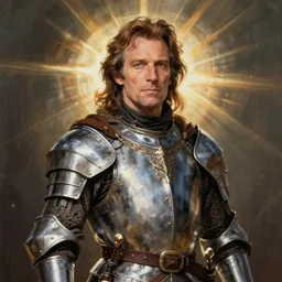 Tim Curry as a medieval knight, matte painting, featured on Artstation