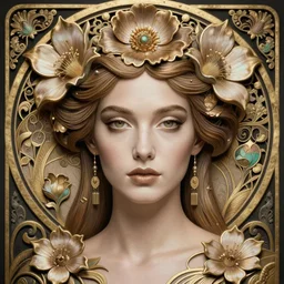 Hyperrealistic beautiful sexy sophisticated woman portrait, art nouveau, fantasy, intricate flower designs, elegant, highly detailed, sharp focus, art by Artgerm and Greg Rutkowski and WLOP