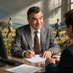 mr. bean auditing for the ministry of silly walks.