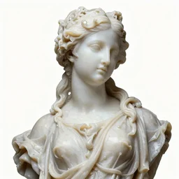 the beautiful delicate renaissance wax goddess with melted face, highly detailed melted wax, gi, global illumination, physically based rendering, photorealistic, top light, by Livio Scarpella, Bernini, white background