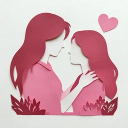 paper cut art, girl in love