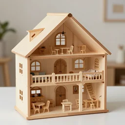 highly intricate dollhouse, wood carving, multilevels 8k ultra detail