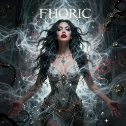 album cover euphoric latina woman, visible aura of madness distorting the surroundings, occult details, greg rutkowski style, high quality, 8 k,