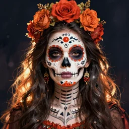 illustration of a sugar skull day of the dead girl, art by justin bartlett