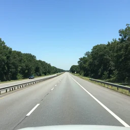 interstate highway, ground level view,