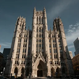 new York in the style of surreal brutalist gothic architecture