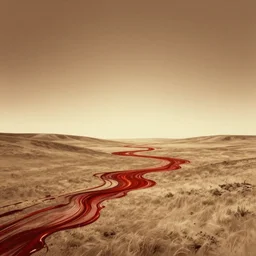 landscape, by andy warhol, illustration, sepia, volumetric light, global illumination, lumen global illumination, in blood